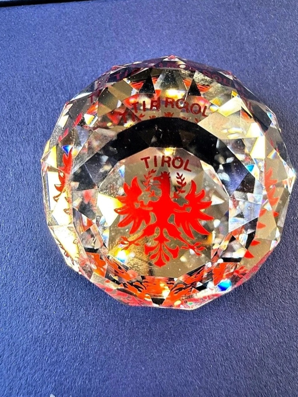 Swarovski Crystal SCS Tirol Tour Paperweight Red Eagle Austrian Crest Boxed